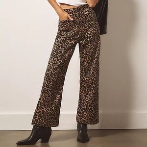 Anthropology Maeve Leopard Print Wide-Leg Pants